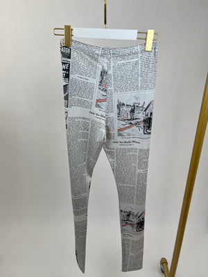 Comme Des Garçons Black Newspaper Print Leggings FR 38 (UK 10)