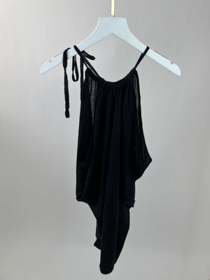 Yves Saint Laurent Vintage Black Halter Neck Knit Top with Ruched Neck Tie Detail FR 38 (UK 10)