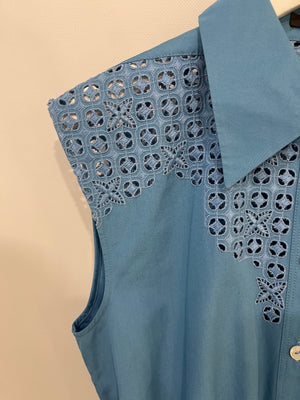 Louis Vuitton Blue Mini Sleeveless Dress with Perforated Monogram Details Size FR 38 (UK 10)