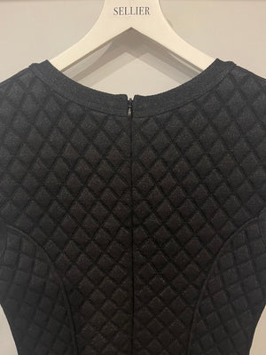 Chanel Black Padded Shimmery Short Sleeve Bodycon Mini Dress with CC Logo Detail Size FR 40 (UK 12)