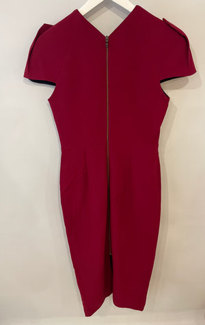 Roland Mouret Burgundy Short-Sleeve Mini Dress Size FR 38 (UK 10)