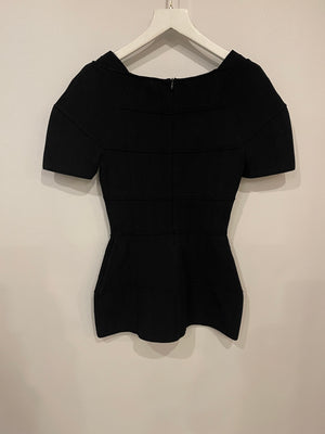 Fendi Black Short Sleeve Top with Ribbed Details Size IT 38 (UK 6)