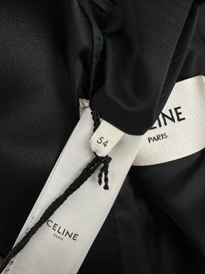 Celine Black Menswear Tuxedo Suit Single Button Blazer with Silk Lappel Detail FR 54 (UK 44)