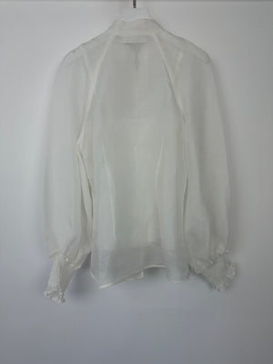 Zimmermann White Linen Blouse with Pearl Button Detail Size 0 (UK 8)