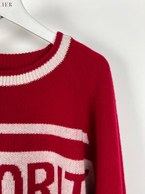 Izaak Azanei Red and White St Moritz Wool Jumper Size S (UK 8)