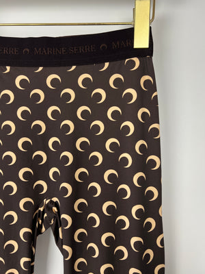 Marine Serre Brown and Beige Moon Print Jersey Top and Leggings Set Size S (UK 8)