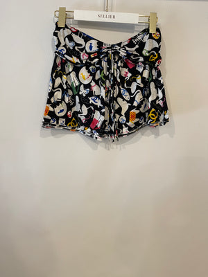 Chanel Black, White Tank Top and Mini Skirt Set with Multicolour Animal Print and Logo Details Size FR 38 (UK 10)