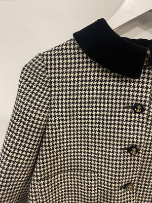 Gucci Black and White Cropped Houndstooth Jacket with Anchor Button Details Size IT 40 (UK 8)