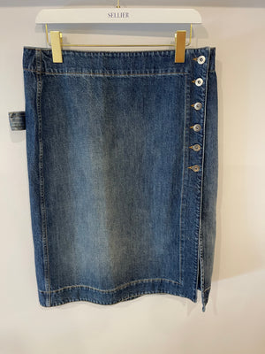 Bottega Veneta Denim Midi Skirt with Button Details Size IT 44 (UK 12) RRP £715