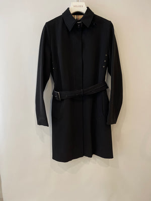 Burberry Black Classic Trench Coat with Belt Detail Size UK 8