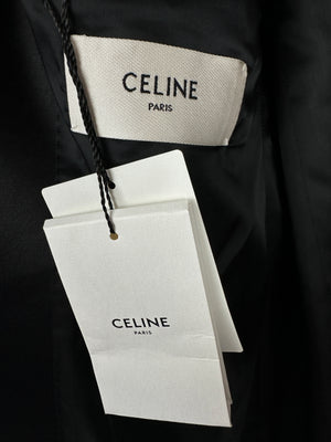 Celine Black Menswear Tuxedo Suit Single Button Blazer with Silk Lappel Detail FR 54 (UK 44)