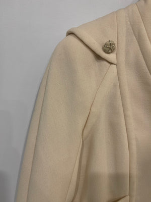 Chanel Cream Wool Jacket with Textured CC Button Details Size FR 38 (UK 10)