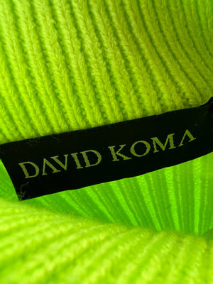 David Koma Lime Green Ribbed Knit Shorts FR 34 (UK 6)