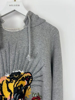 Gucci Grey 
Blind For Love
 Hoodie With Embroidery and Distressed Details Size S (UK 8)