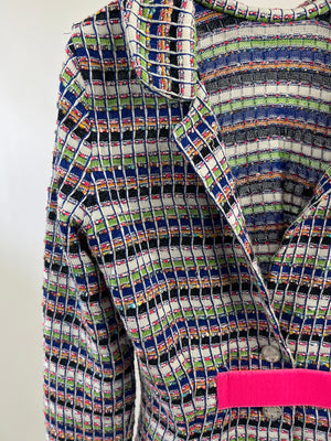 Chanel Multi-Coloured Tweed Jacket with Pink Velcro Closure Detail FR 38 (UK 10)