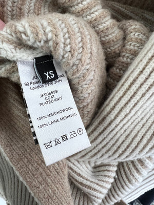 Joseph Beige and White Merino Wool Longline Cardigan Size XS (UK 4)