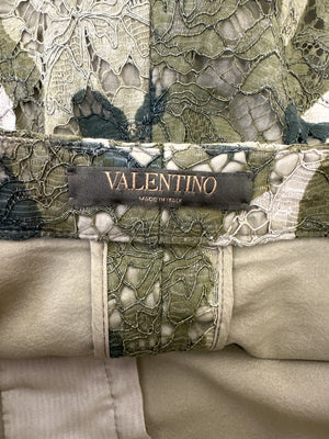 Valentino Green Camouflage Lace High-Waist Shorts Size IT 38 (UK 10)