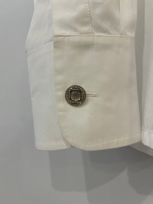 Chanel White Long-Sleeve Shirt with Crystal Button Details Size FR 38 (UK 10)