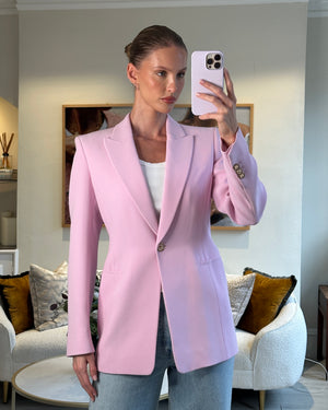 Versace Pink Longline Blazer with Medusa Head Button Details Size IT 42 (UK 10)