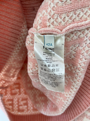 Fendi Kids Pink FF Logo Button Down Cardigan Size 12A