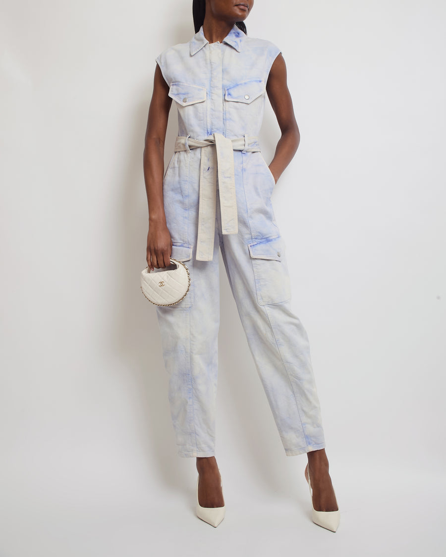 Stella McCartney Denim Tie-Dye Sleeveless Jumpsuit with Belt Detail IT 38 (UK 6)