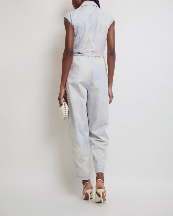 Stella McCartney Denim Tie-Dye Sleeveless Jumpsuit with Belt Detail IT 38 (UK 6)