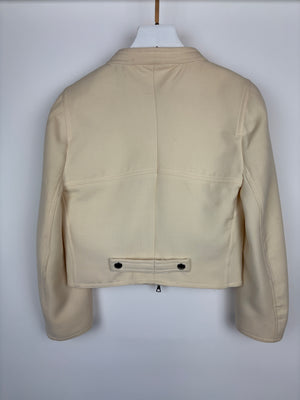 Courreges Cream Cropped Jacket With Silver Zip Details Size FR 34 (UK 6)