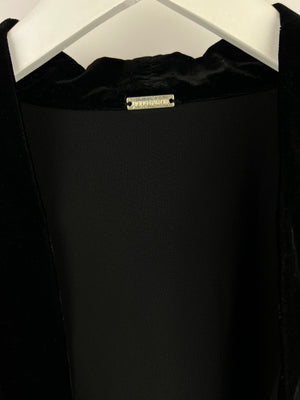 Dodo Bar Or Black Velvet Long Sleeve Jacket with Belt and Crystal Embroidery Detail Size IT 40 (UK 8)