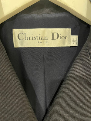 Christian Dior Navy Short-Sleeve Blazer Top With Belt Detail Size FR 34 (UK 6)