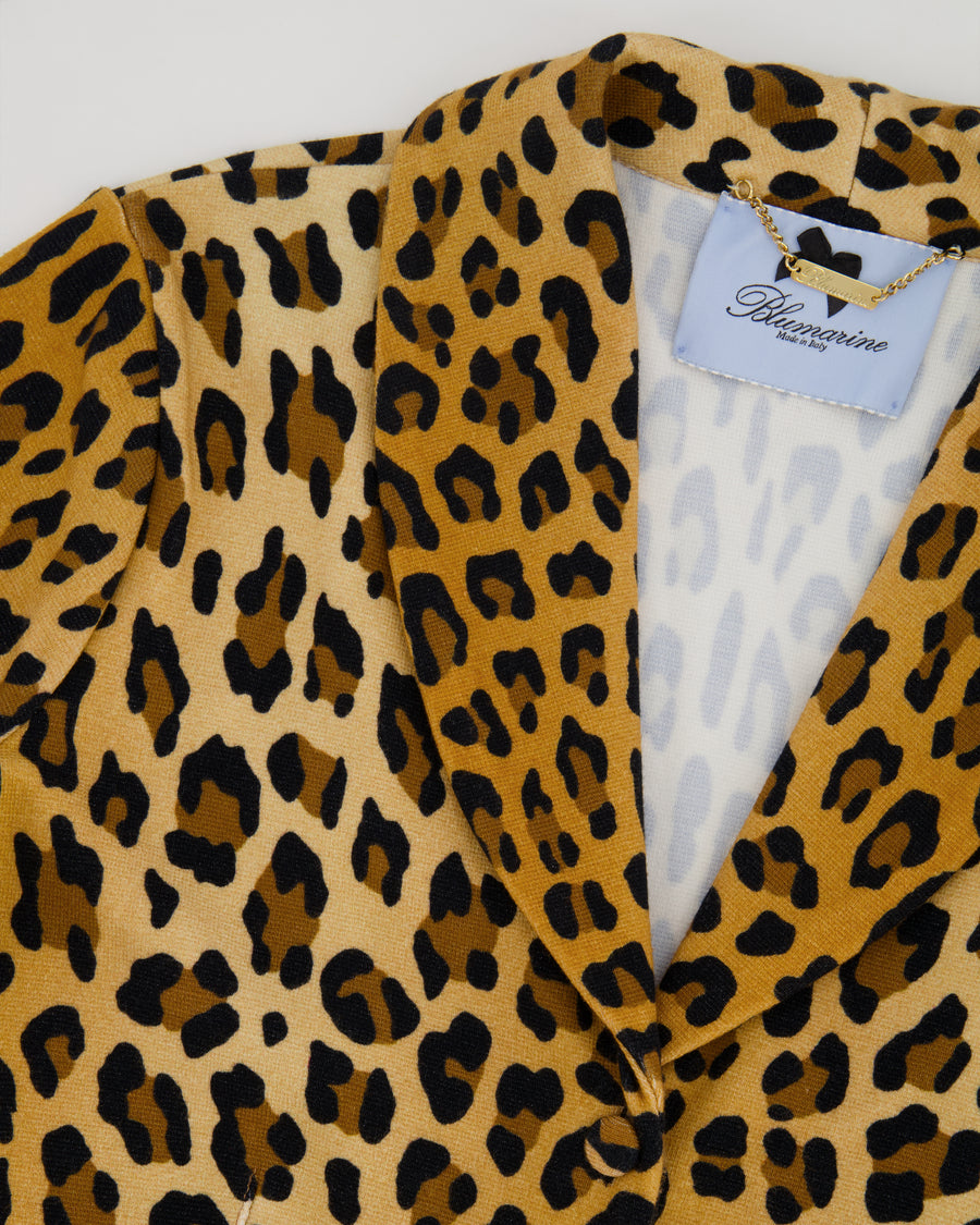 Blumarine Leopard Short Blazer Jacket with Button Details Size IT 42 (UK 10)