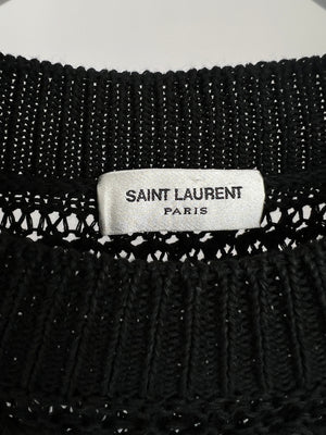 Saint Laurent Black Sheer Knitted Long-Sleeve Jumper Size S (UK 8)