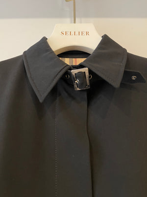 Burberry Black Classic Trench Coat with Belt Detail Size UK 8