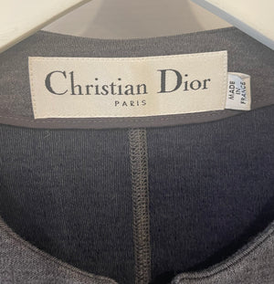 Christian Dior Grey Wool Zipped Round-Neck Coat Size FR 38 (UK 10)