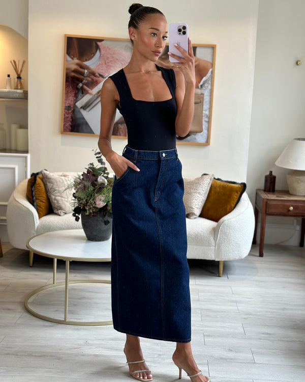 Magda Butrym Blue Denim High-Waisted Maxi Skirt Size FR 36 (UK 8) RRP £500