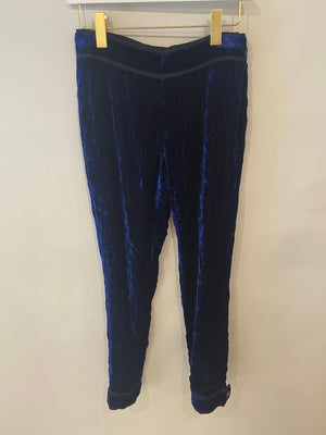 Chanel 12A Electric Blue Velvet Straight-Leg Trousers Size FR 38 (UK 10) RRP £1,550