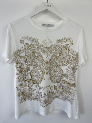 Christian Dior White Around-The-World Butterfly T-Shirt FR 38 (UK 10)