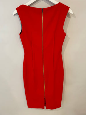 Roland Mouret Neon Red Sleeveless Midi Dress Size FR 38 (UK 10)