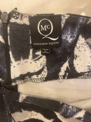 Alexander Mcqueen Navy Graphic Printed Tube Skirt Size M (UK 10)