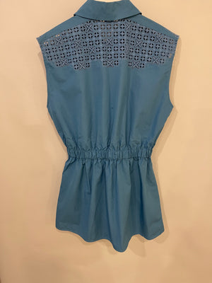 Louis Vuitton Blue Mini Sleeveless Dress with Perforated Monogram Details Size FR 38 (UK 10)