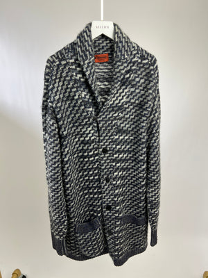 Missoni Menswear Navy and White ZigZag Oversized Cardigan Size IT 52 (UK 42)