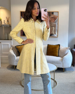 Chanel 01C Yellow Tweed Coat with Zip Detail FR 38 (UK 10)