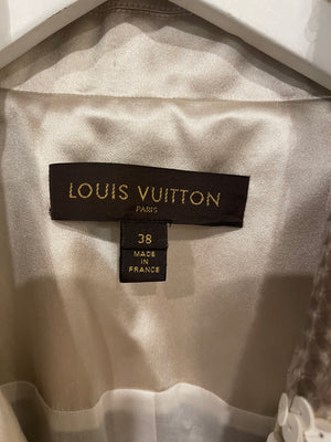 Louis Vuitton Beige Plaid Printed Jacket with Sequin Embellishments and Pockets Size FR 38 (UK 10)