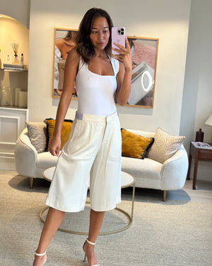 Louis Vuitton White Cropped Culottes with Lilac Panel Detail FR 40 (UK 12)