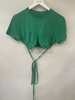 Jacquemus Green Cropped Wrap Detail Top Size S (UK 8)