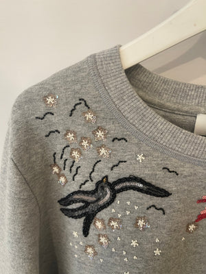 Valentino Grey Loveblade Sweater with Sequin Embellishments Size M (UK 10) RRP £1,025