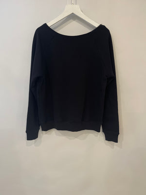 Saint Laurent Black Jumper with Leather Collar 
Stud Details Size FR 36 (UK 8)