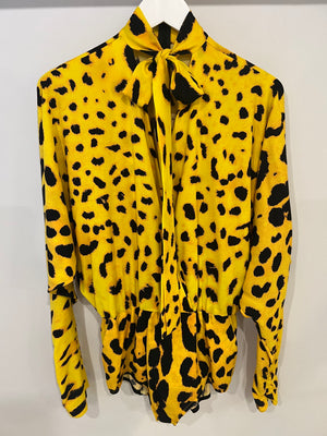 Dolce 
Gabbana Yellow, Black Leopard Printed Playsuit Size IT 42 (UK 10)