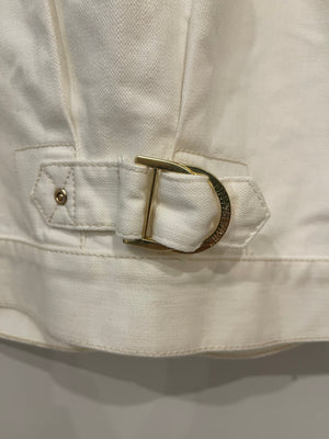 Zimmermann White Denim Cropped Jacket with Gold Button Details Size 0 (UK 6/8)