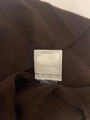 Chanel 02/A Chocolate Brown Cashmere Sleeveless Top with CC Logo Detail FR 38 (UK 10)