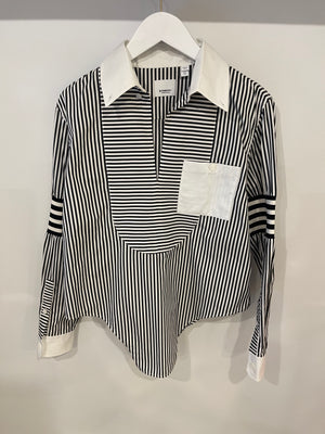 Burberry Black and White Striped Shirt with Pocket Detail IT 38 (UK 6)